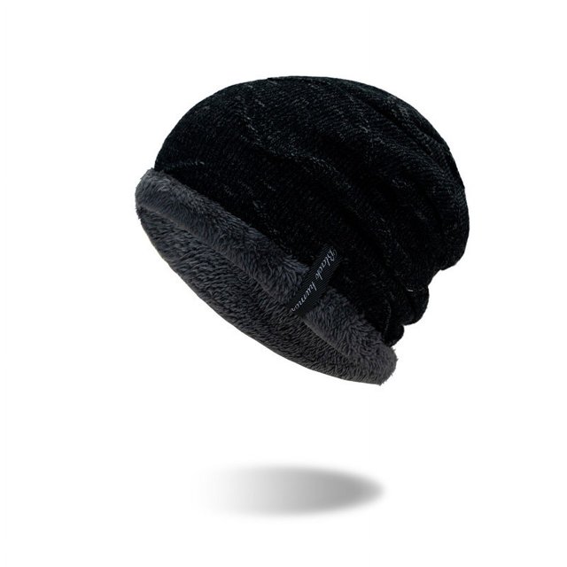 Gorro de lana de punto cálido de terciopelo para hombre, gorro estilo jersey coreano para exteriores para otoño e invierno