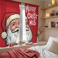 thumbnail image 4 of Merry Christmas Sheer Curtains 72 Inches Long, Jolly Santa Claus Vintage Red Light Filtering Window Curtains for Living Room/Bedroom, Rod Pocket Voile Sheer Curtain Drapes, 52"W x 72"L, 2 Panels, 4 of 9