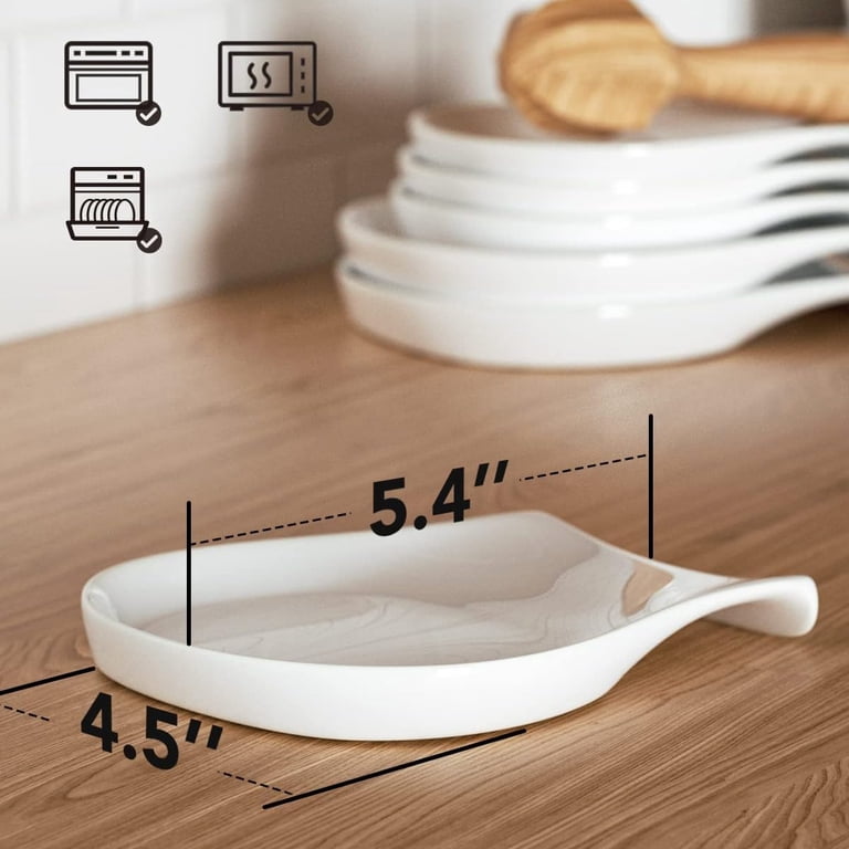 Miamolo Ceramic Spoon Rest – Modern Farmhouse Utensil Holder For Stovetop & Countertop (Black)