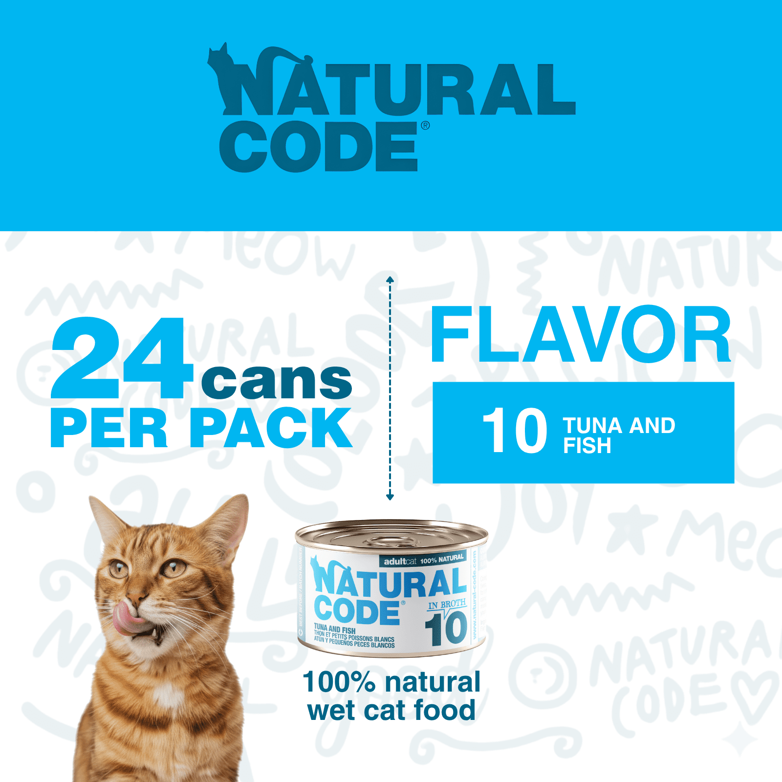 Natural Code - Wet Cat Food, Limited Ingredient Cat Food, High-Protein, Non-GMO, No Artificial Additives, Made In Italy, Tuna and Whitebait in Broth for Adult Cats (3 oz, 24 Pack)