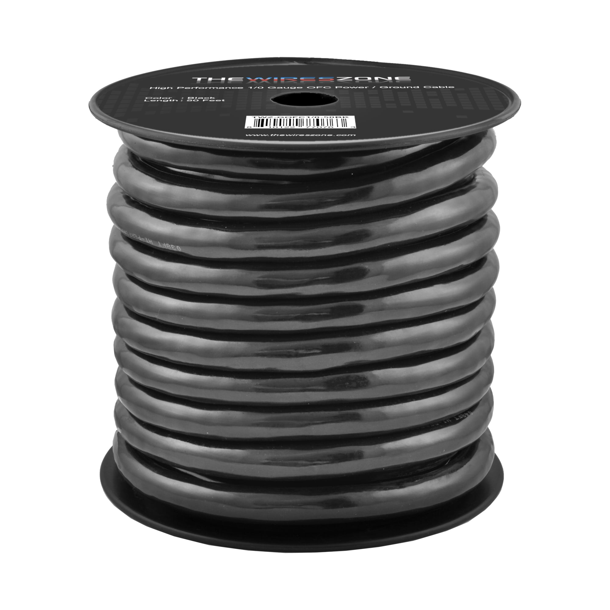 1/0 Gauge 50ft OFC Power Cable Oxygen-Free Copper Ground Wire 1/0 AWG 50' Feet Black
