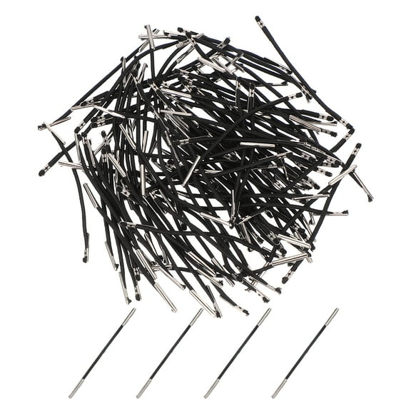 Uxcell Elastic Barbed Cord 3 Inch / 77mm, 200 Pcs 2mm Loop Stretch Round String with Metal Barb Fasteners for Hats Masks Menus Crafting Book, Black