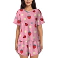 thumbnail image 1 of Balery Strawberry and Ladybugs Conjunto de Pijama para Mujer con Estampado, Dos Piezas de Manga Corta y Shorts, Ropa de Dormir Suave con Cuello Redondo y Bolsillos-Small, 1 of 6