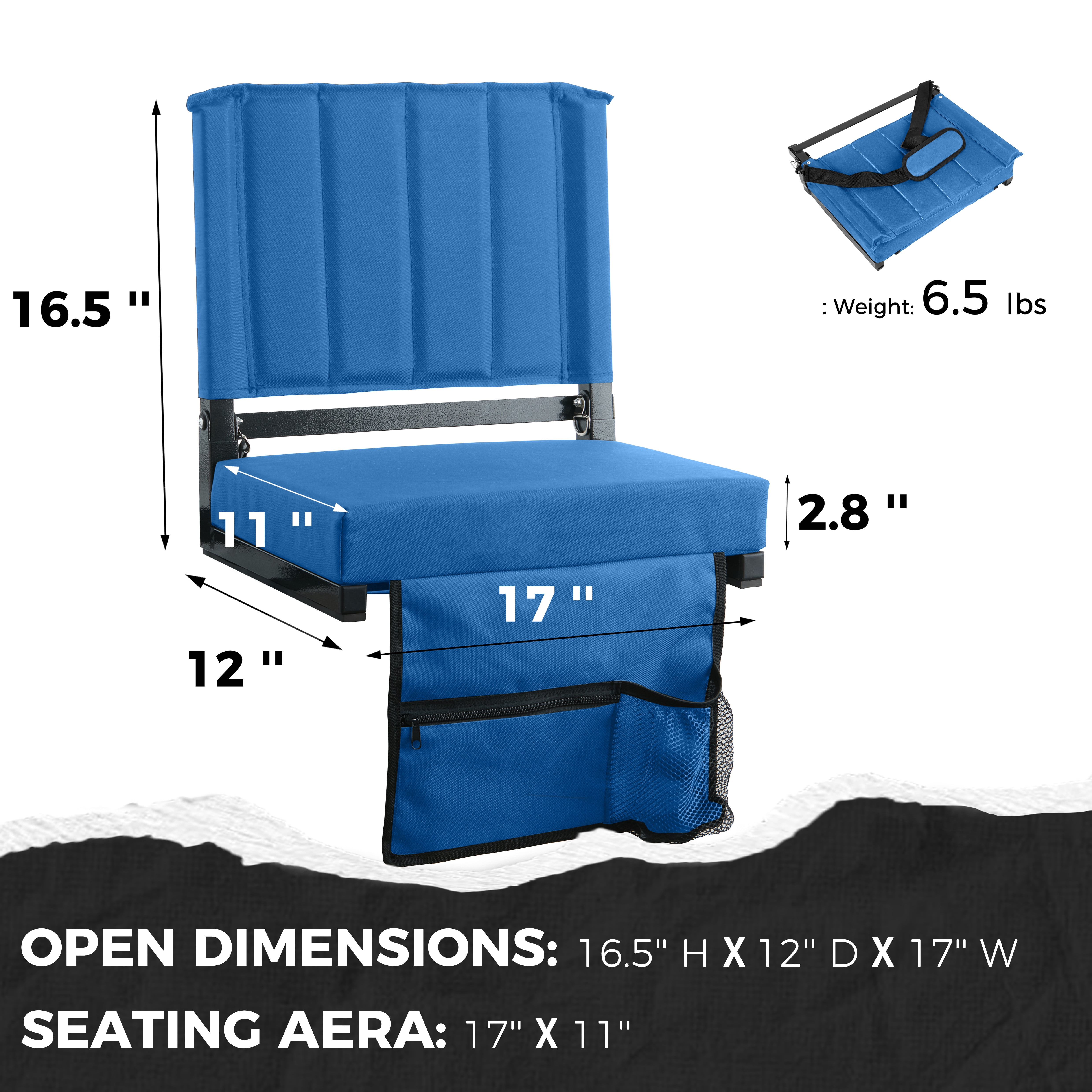 SPORT BEATS Stadium Seats with Back Support Bleacher Chairs with Back and Cushion Thick Padded Bleacher Seats Includes Shoulder Strap