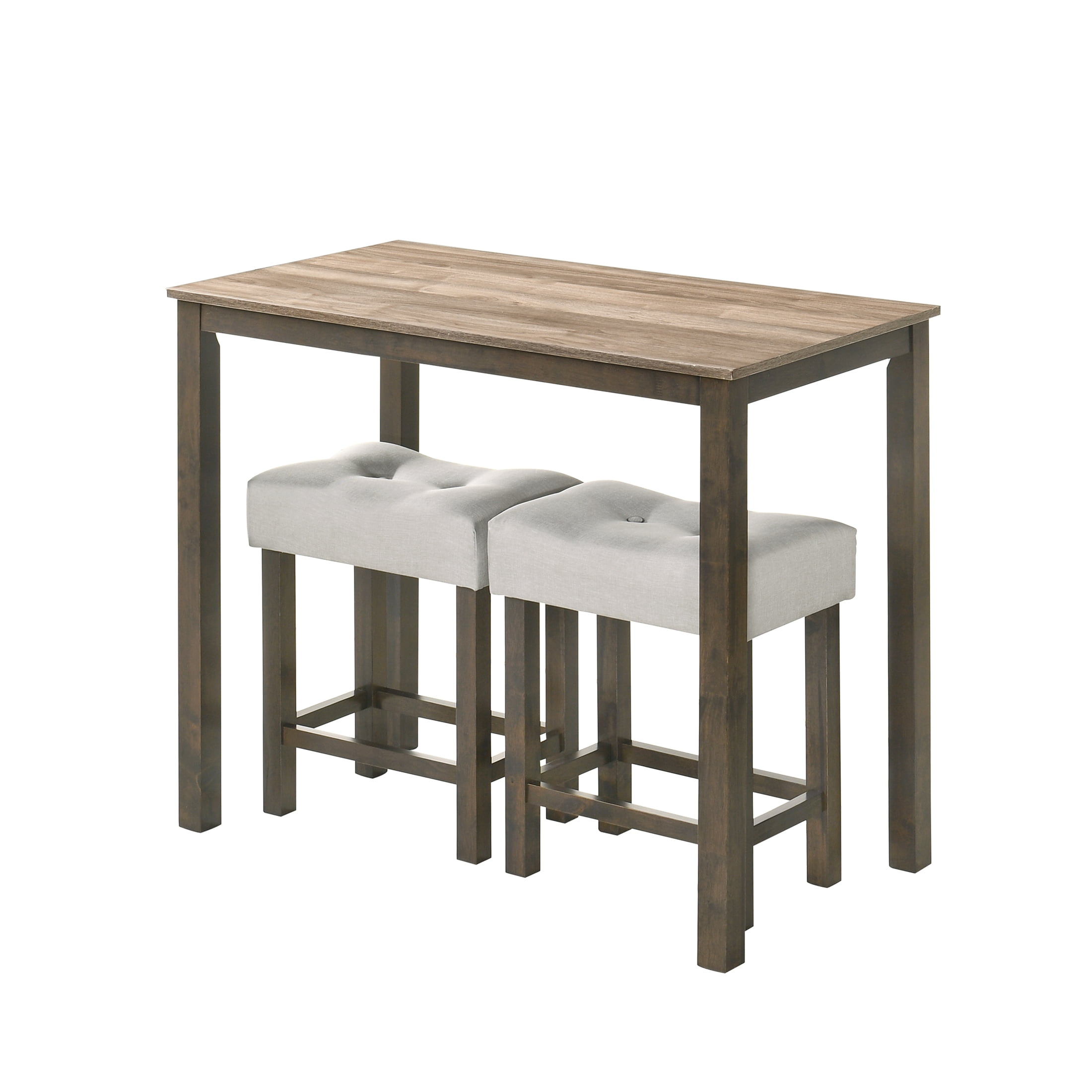 Castle Place Classic Wood Counter Height 3-Piece Dining Table Set, Dark Grey
