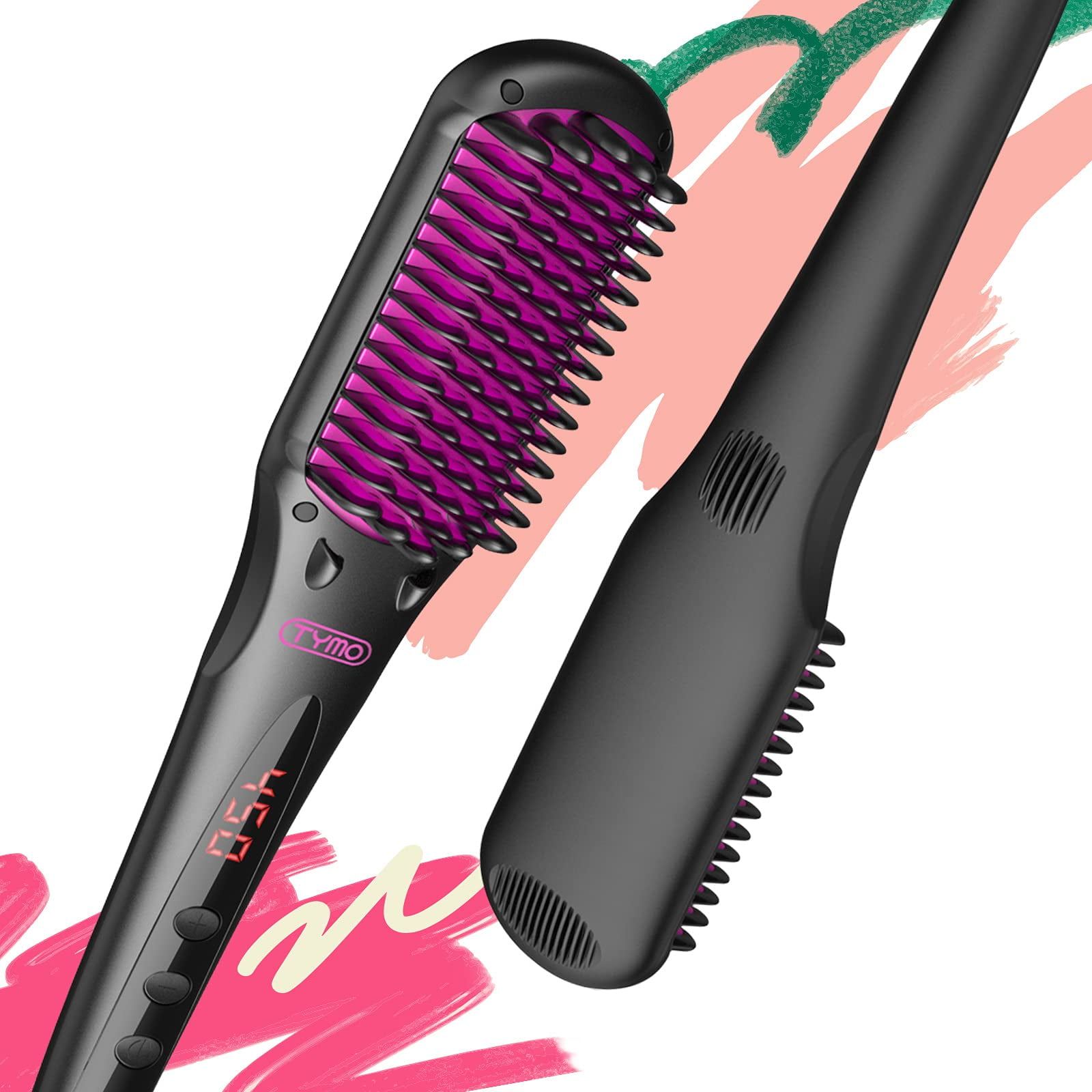 TYMO Ionic Hair Straightener Brush - Enhanced Ionic Straightening Brush  with 16 Heat Levels for Frizz-Free Silky Hair, Anti-Scald & Auto-Off Safe &  Easy to Use 