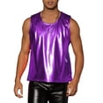 thumbnail image 5 of INSPIRE CHIC Metallic Tank Top for Men's Round Neck Shiny Disco Party Sleeveless Vest XL Purple, 5 of 6
