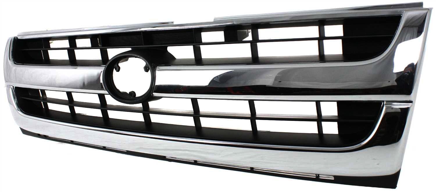 Grille Assembly Compatible With 1997-2000 Toyota Tacoma Chrome Shell with Painted Black Insert