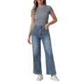 thumbnail image 2 of REFINED ATTIRE Women's Wide Leg Jeans High Waisted Stretchy Straight Leg Jeans Denim Pants XL Gray Blue, 2 of 5