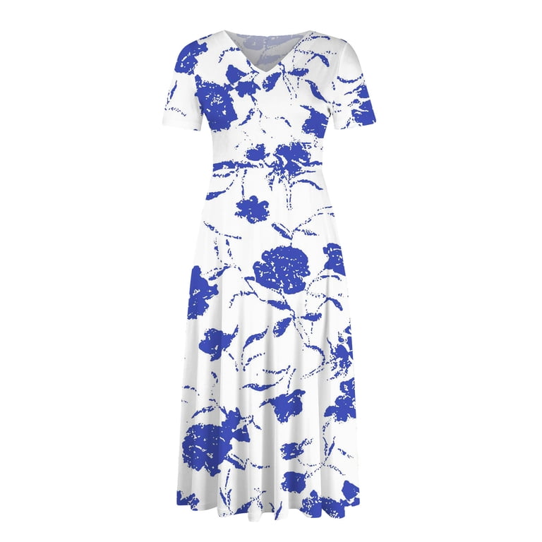 white christmas dresses White Cotton Coastal Print Maxi Dress - Casual Dresses main image 1