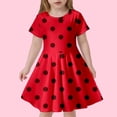 thumbnail image 2 of Robe Fille Enfant Été à Pois Slim Douce Respirante Manches Courtes Décontractée Robe Enfants Rouge 4 Ans-5 Ans, 2 of 5