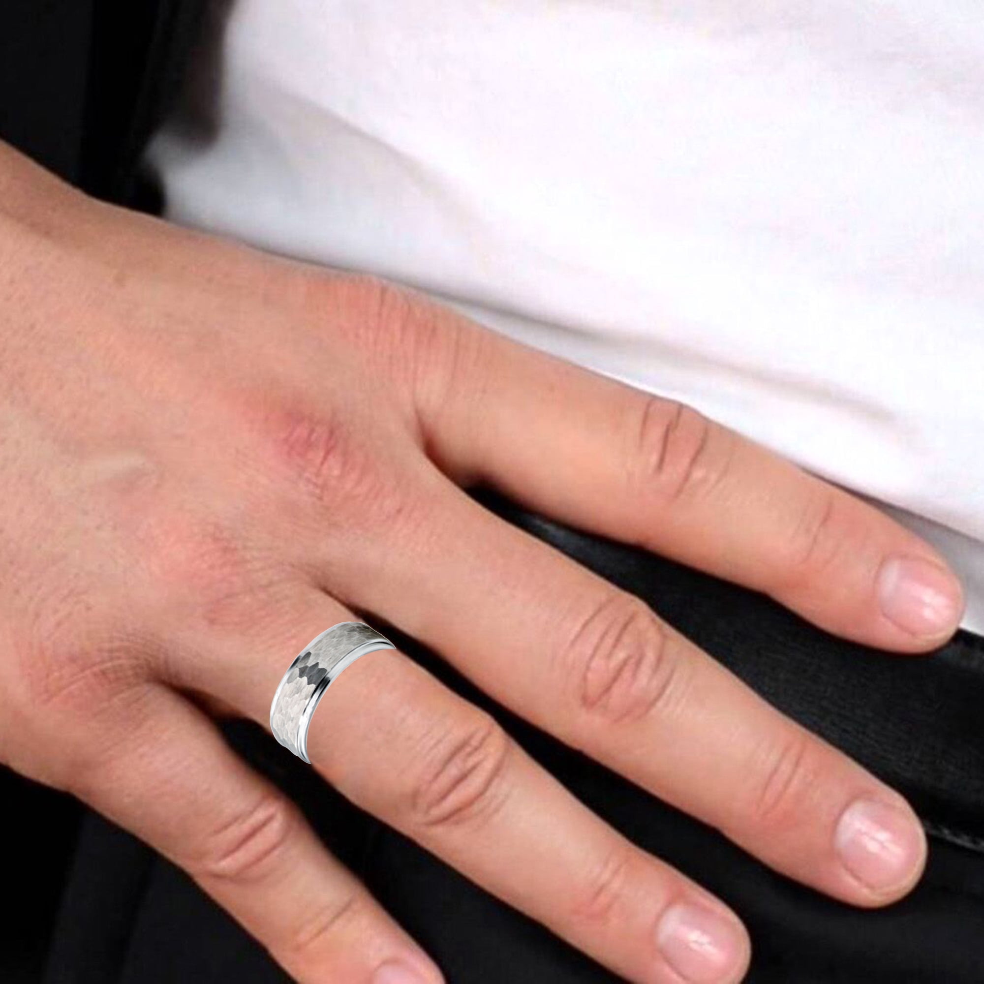 Mens Tungsten Fancy Band Ring.