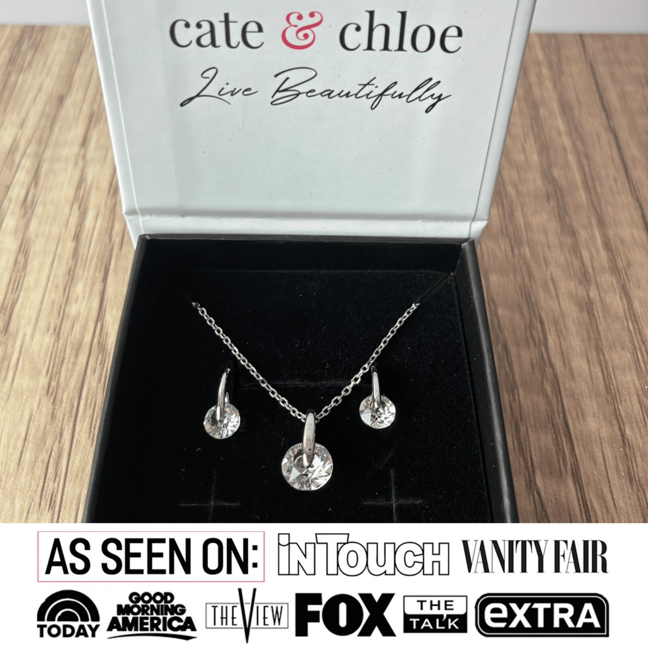 Cate & Chloe Mckayla 18k White Gold Plated Silver Jewelry Set with Swarovski Crystals Gift for Women