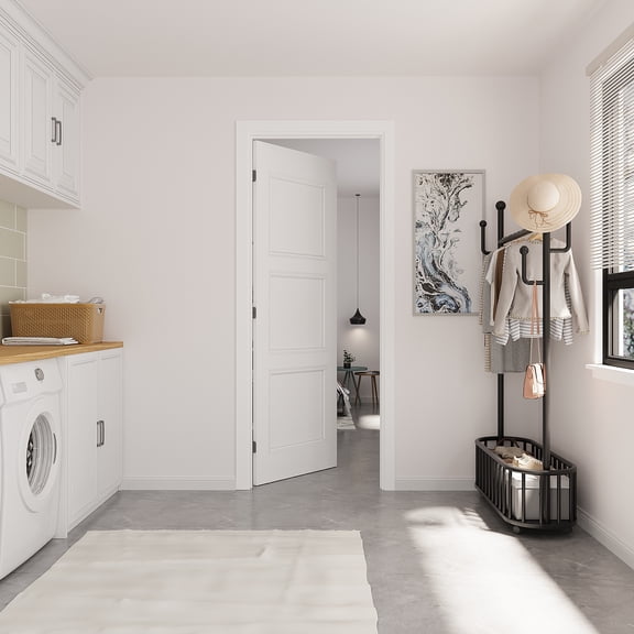 24" X 80" Interior Morden Recessed 3 Paneled Prehung Door Solid Manufactured Wood Primed Bedroom Door