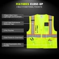 thumbnail image 5 of ProtectX Safety Vest for Men Women ANSI Class 2 High Visibility Mesh Reflective Construction Vest with 4 Pockets Green Small, 5 of 7