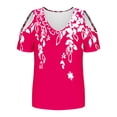 thumbnail image 3 of Tops de Algodón para las Mujeres Impresión de Manga Corta Cuello en V Fuera Del Hombro Blusa de Moda, Imitación de Algodón para el Hogar Diario, 3 of 7