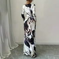thumbnail image 3 of ZEHJUHAN Women's Elegant One-Shoulder Long Sleeve Bodycon Dress with Floral Print Formal Holiday Bodycon Midi Dress White，L, 3 of 4