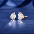 thumbnail image 2 of JeenMata 0.5 Carat Pear Cut Moissanite Minimalist Solitaire Stud Earrings in 18k Rose Gold Plating for Women, 2 of 7