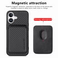 thumbnail image 2 of Dteck Detachable Back Cover for iPhone 16 with Card Holder, Magnetic Wallet Pocket Carbon Fiber Texture PU Leather Slim Phone Case, Black, 2 of 12