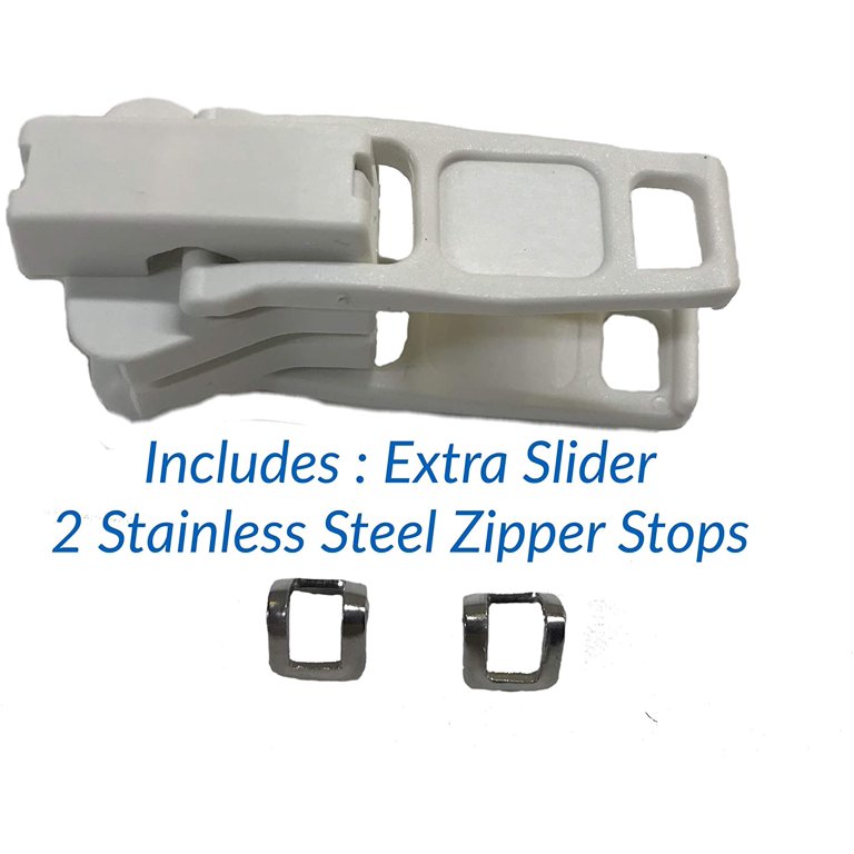  EZ-Xtend Lenzip #10 Separating Zipper For Canvas - Heavy Duty  Cut To Length w/Double Plastic Locking Zipper Slider Includes Stainless  Steel Zipper Stop And Extra Zipper Slider Replacement (White, 60) 