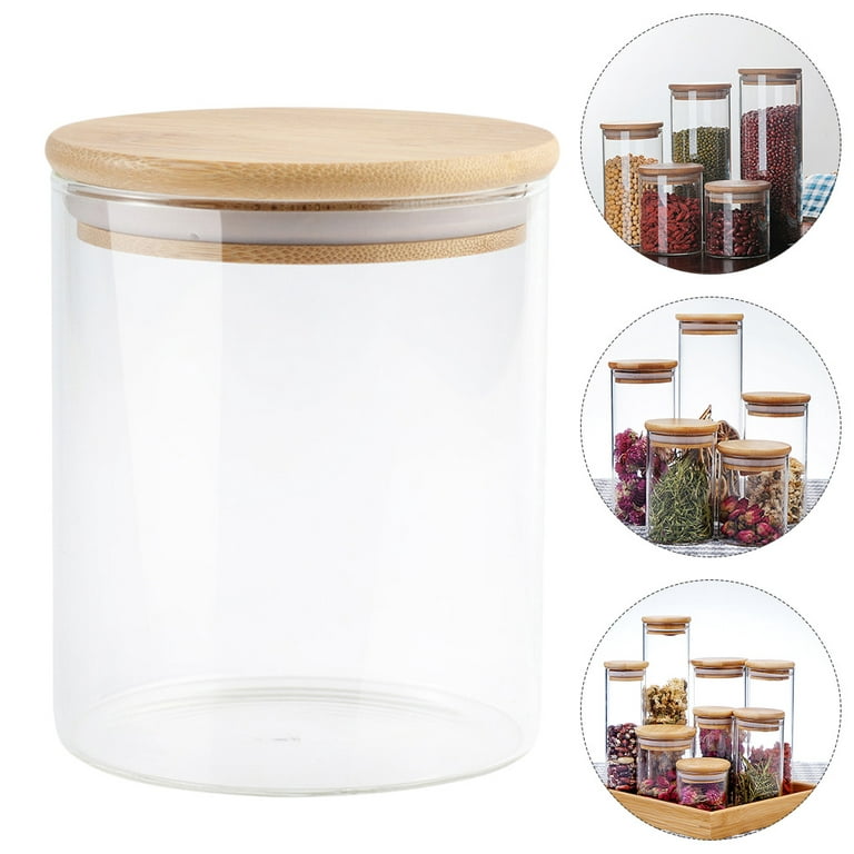 Square Glass Storage Jars with Bamboo Cover, Sealed Glass Bottle, Kitchen  Seasoning Pot, 250ml, 6 Units - AliExpress