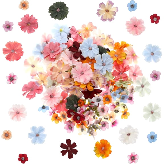 Mini Artificial Flowers for Decoration, 120 Pieces Small Fabric Silk Flowers Fake Wildflowers Garland Decoration Multicolor Rose Daisy Peony Flowers Heads for Home Wedding DIY Crafts Decoration