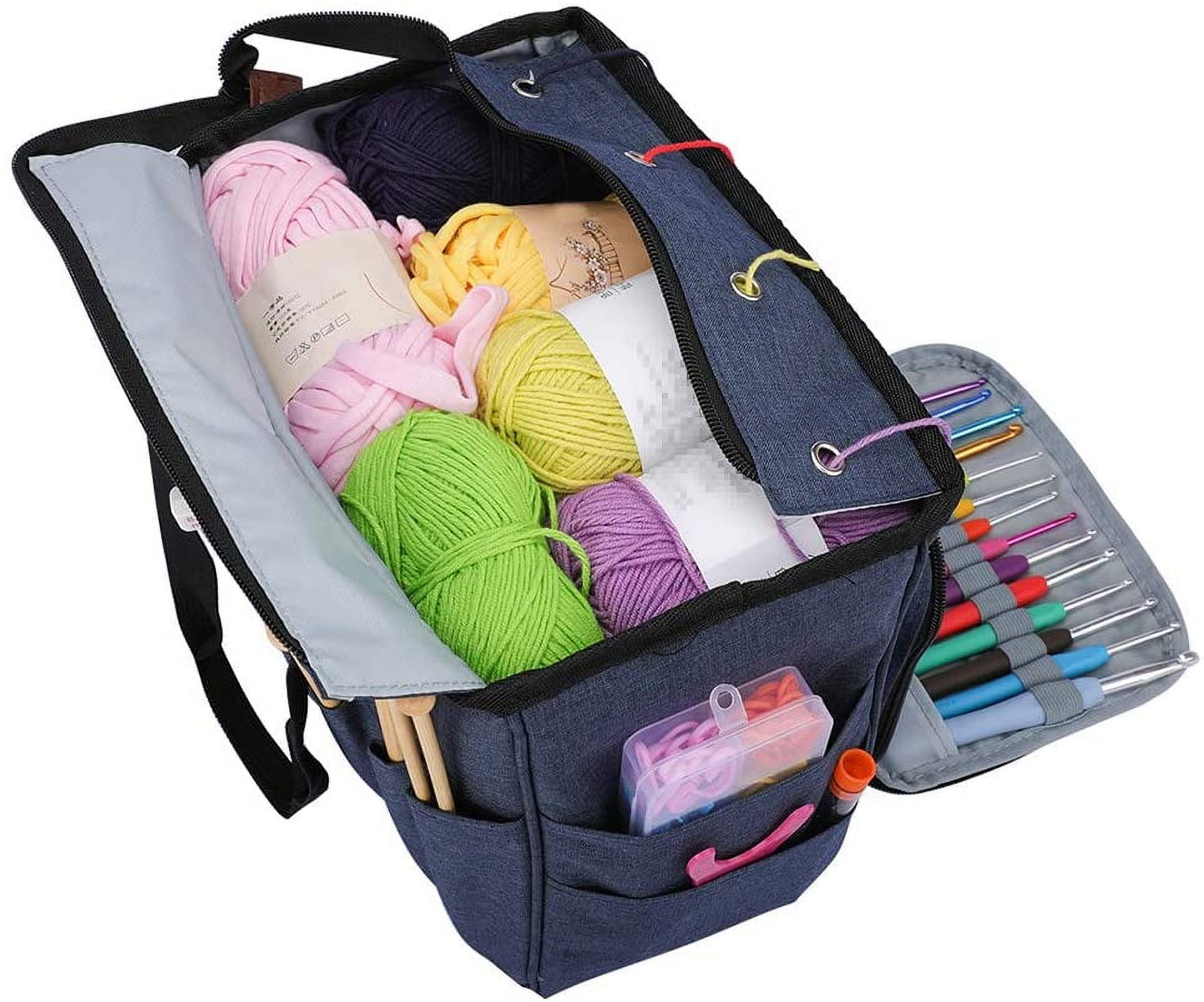 Large Capacity Yarn Storage Bag Portable Knitting Tote Bag Empty Crochet Organizer Yarn Bags