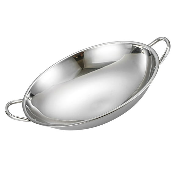 UPOUART  Stainless Steel Wok Pan Heat Resistant Silver 1Pcs Home Cooking