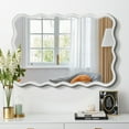 thumbnail image 3 of Dasun Solid Wood Wavy Rectangle Mirror-White 40" x 28" Modern Mirror Wall Decor for Bathroom, Bedroom, Living Room, Dining Room, Cloakroom, Entryway, 3 of 5
