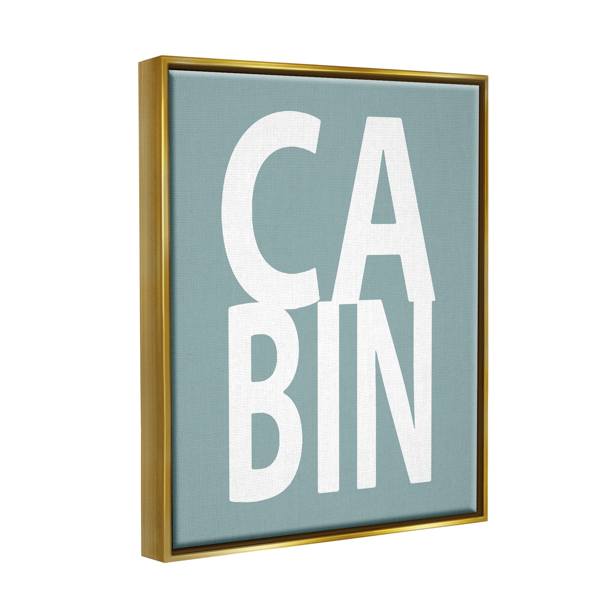Stupell Turquoise Cabin Letters Typography Inspirational Painting Gold Floater Framed Art Print Wall Art