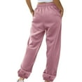 thumbnail image 4 of Cinch Bottom Sweatpants for Women with Pockets High Waisted Baggy Casual Workout Lounge Joggers Light Purple 2XL, 4 of 4