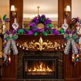 thumbnail image 6 of Mardi Gras Tree Topper Bow Decorations,12”x20” Large Glitter Wreath Bow Decor for Tree Holiday Party Wall Home Front Door Float Golf Cart Gold Green Purple, 6 of 6