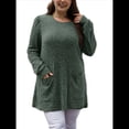 thumbnail image 3 of Camisas de Larga para Mujer Suéteres Largos con Bolsillos Tops Tipo Túnica Corte Holgado Verde Oscuro XXL, 3 of 8