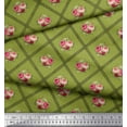 thumbnail image 3 of Soimoi Silk Fabric Check,Leaves & Rose Floral Print Fabric by Yard 42 Inch Wide, 3 of 3