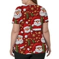thumbnail image 3 of Dwellite Christmas Scrub Tops Women Xmas Tree Printed V Neck Short Sleeve Plus Size Scrubs Medical Uniform Shirts with Pockets Red M, 3 of 5