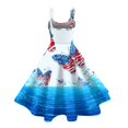 thumbnail image 4 of HAJWOH Women Independence Day Dresses 50s 60s Vintage Sleeveless Star and Stripe Print Cocktail Swing Dress Retro Patchwork Midi Evening Dress Light Blue XXL, 4 of 4