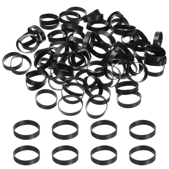 Uxcell Silicone Rubber Bands Cable Ties 1.3", Flat Rubber Elastic Band for Office Supplies Home Cord Wrapping, Black 80 Pcs
