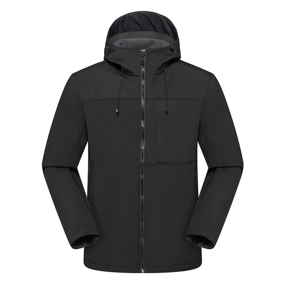 Ofreoo Men Solid Color Outdoors Mountaineering Wearproof Warm Zipper Multi-pocketCoat Long Sleeve Jacket Mens Waterproof Jacket Great Gifts for Less