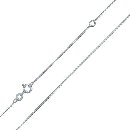 Thin Curb Chain Thin 030 Gauge 925 Sterling Silver Curb Cuban Chain Necklace For Women 16 To 18 Inch With Extender ()
