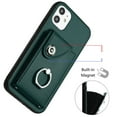 thumbnail image 5 of Wallet Case Compatible for iPhone 11 with Card Holder, Rotation Finger Ring Kickstand Card Slots Case, Classic PU Leather Shockproof Magnetic Button Cover for iPhone 11, Green, 5 of 6