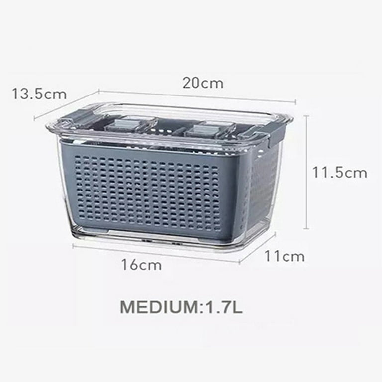 3 Pack Storage Containers for Refrigerator with 40 Pcs Reusable Food Storage Bags, Plastic Produce Saver Storage Containers, Draining Crisper with