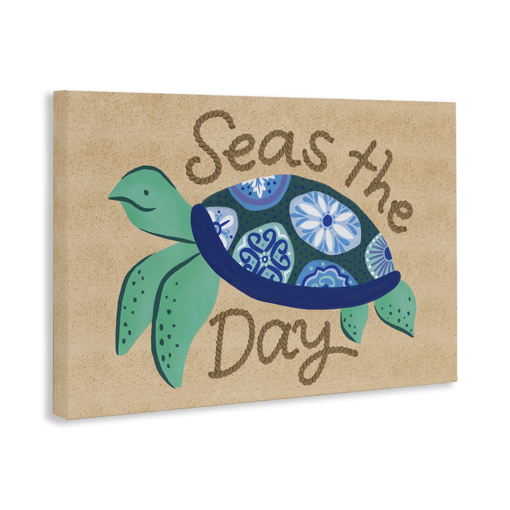 Stupell Industries Seas The Day Turtle Nautical & Beach Painting Wrapped Canvas Art Print Wall Art, 24 x 16
