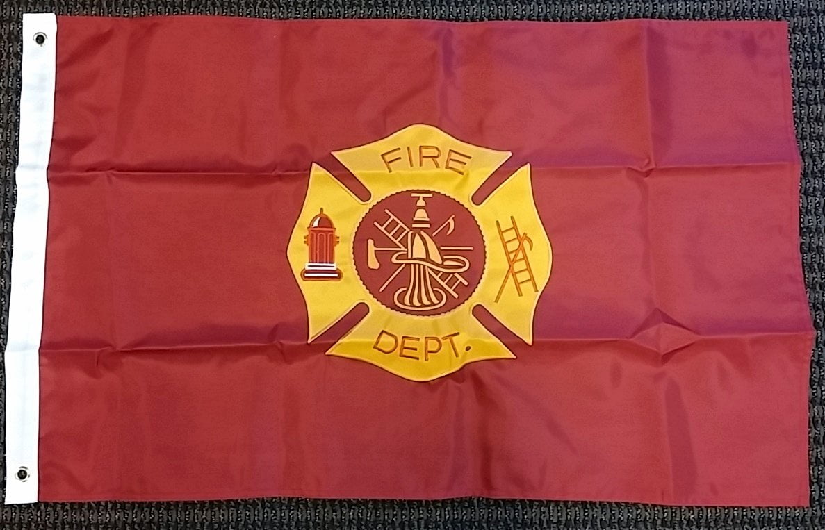 Fire Department 2x3 Foot Flag Double Sided Nylon Embroidered Banner