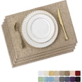 thumbnail image 1 of Set of 4 Farmhouse Placemats Heat Resistant Dining Table Place Mats Kitchen Table Mats, Natural Linen，JUN, 1 of 7