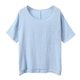 thumbnail image 3 of Gibobby Blusa de Trabajo de Manga Corta Blusa superior algodón y lino con bolsillo manga corta para mujer(Azul,XL), 3 of 5