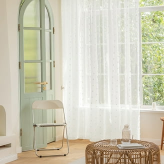 Boho Lace Sheer Curtains 2 Panel Set - Vintage Rod Pocket Bohemian Curtains 63 Inches Long