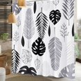 thumbnail image 2 of Shower Curtain,Tropical Black White Leaf Shower Curtains for bathroom,Grey Palm Leaves Abstract Plant Shower Curtain Set,Waterproof Fabric Cloth Shower Curtains,Bathtub Curtain with Hooks72x72in, 2 of 6