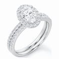 thumbnail image 2 of Jewelerix Oval Cut Moissanite Engagement Ring with Halo, Double Diamond Pave Band, White Gold Vermeil, Proposal Gift for Her, 2 of 3