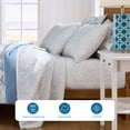 thumbnail image 4 of Coastal Living 4-Piece Grey Print Soft Brushed Microfiber Luxury Cooling Sheet Set, King, 4 of 11