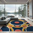thumbnail image 2 of ODIKA Circular Music Symbol Floor Covering Interlocking Shapes Modern Art Foldable Easy Care for King Size Bedroom, Master Suite, Under Bed, 2 of 7